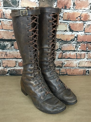 Antique 1920s leather lace - 1920s, up