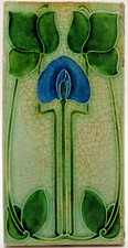 Art Nouveau 3x6 Tile Majolica Floral Design Pilkington C1904