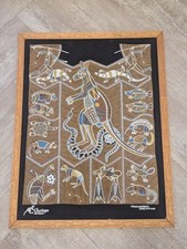 Framed Churinga Australia Aboriginal Raised Dot Line Art Painting Fabric Print 