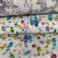 PRETTY FLORAL  DOUBLE GAUZE FABRIC - 100%  Supersoft Cotton, 52"  132cm wide
