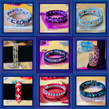 Handcrafted 3 Coil Beaded Memory Wire Bracelet