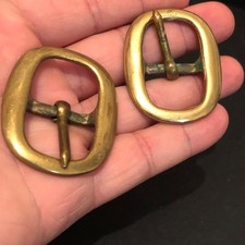 2 x Vintage Brass Classic Pin Center Bar Belt Buckles Fit 22mm Width