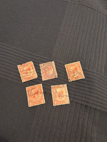 Old british one penny stamps - old,