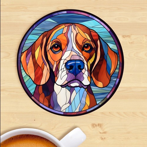 Pet dog coaster stained - pet, coaster,