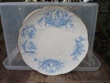 1897 Queen Victoria Diamond Jubilee large blue & white portrait china cake plate