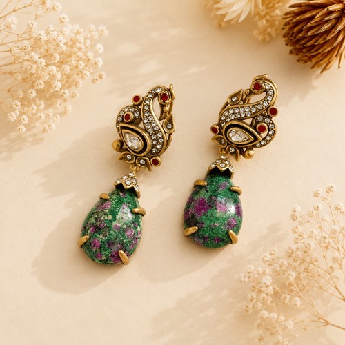 Peacock statement earrings - peacock,