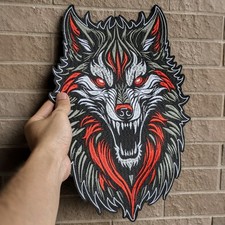 Red Eyes Wolf Head Large Iron