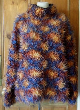 ZEPLA BLUE ORANGE YELLOW QUIRKY SHAGGY TOP SZ M 46"