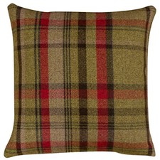 Tartan Check Cushion in Hunter Green and Red. Double Sided. 17" (43cm) Square.