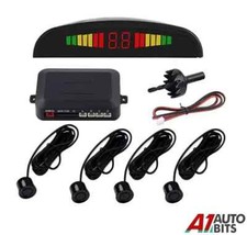 4x Black Parking Sensors Car Auto Reverse Backup Rear Radar LED Alert System Kit