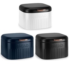 Large Metal Bread Bin With Curved Hinged Lid, For Kitchen Countertop