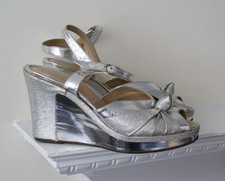 Ravel silver metallic glam rock original 1970s vintage platform wedge shoes UK6