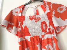 vintage maxi dress Hawaiian Tiki orange Wow! REDUCED!!! Orange pool party Ibiza