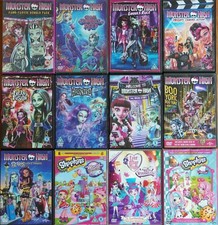 MONSTER HIGH / SHOPKINS collection 12 x DVDS BUNDLE joblot NEW & USED