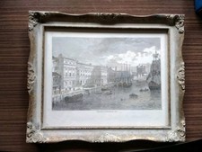 The Old Custom House 1753.. Framed Vintage Print.