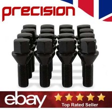 16 x Black Wheel Nuts Bolts for Renault Scenic 1999 - 2009 Alloys