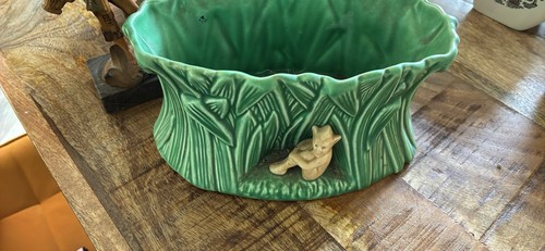 Green ceramic oval - green,