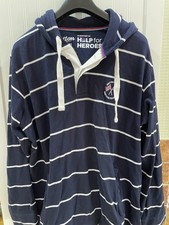 Men's Cotton Traders Help For Heroes Hoodie size XL Navy Blue White Stripes