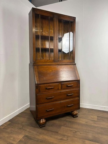 Vintage oak bureau bookcase - bureau,