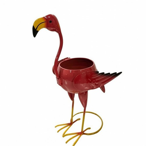 Metal flamingo planter - metal,