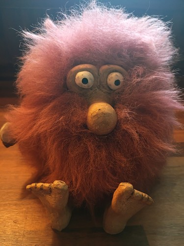 Vtg hairy glook gonk - hairy, wooden