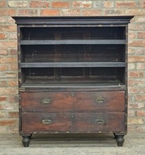 19th Century Antique Colonial Solid Campaign Bookcase Cabinet Chest 