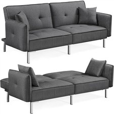 Modern Fabric Sofa Bed 3 Seater Click Clack Living Room Recliner Couch Sofa Grey