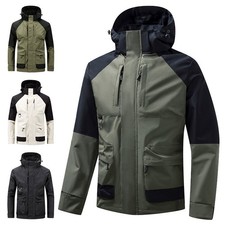 Men Waterproof Windbreaker Rain Jacket Hooded Hiking Outdoor Mountain Coat 2025