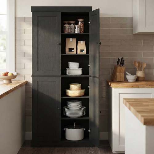 Stylish black kitchen - stylish, pantry