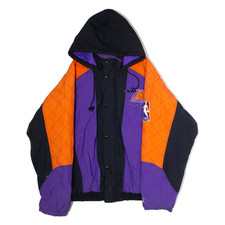 Vintage STARTER Phoenix Suns NBA Insulated Mens Jacket Black 90s USA Hooded XL