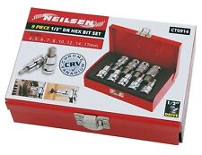 9pc 1/2" Drive Hex Sockets Allen Key Sockets 4 - 17mm On Rails Cr-v Steel