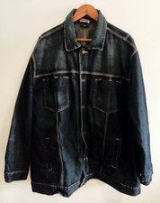 Vintage 90's Resume Stonewash Denim Chore Jacket Size 3x Extra Large XXXL Cotton