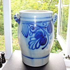 Massive German Westerwald Blue Grey Stoneware 15Lt. Jar/Floor Vase/Crock Pot 15"