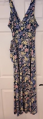Maxi dress floral faux - floral, wrap