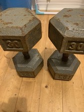 2x30kg Cast Iron Dumbbells