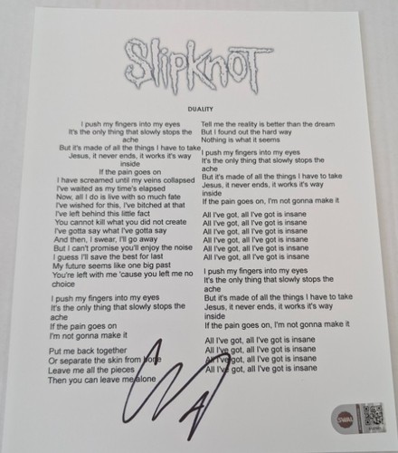 Corey taylor signed lyric - taylor,