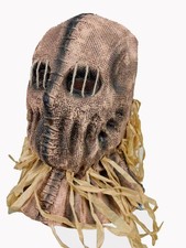Mens Halloween Scary Scarecrow Mask Latex FullHead Adult Horror Jackstraw Helmet
