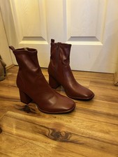 Topshop “Maya” Block Heel Faux Leather Red Sock Boots Size 4 Only Worn In House