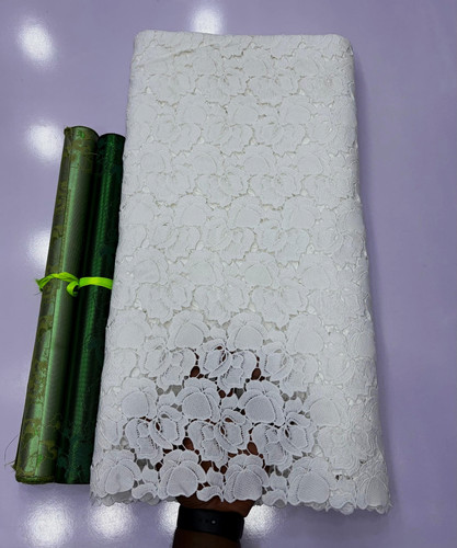 Yards white floral gupiure - yards,