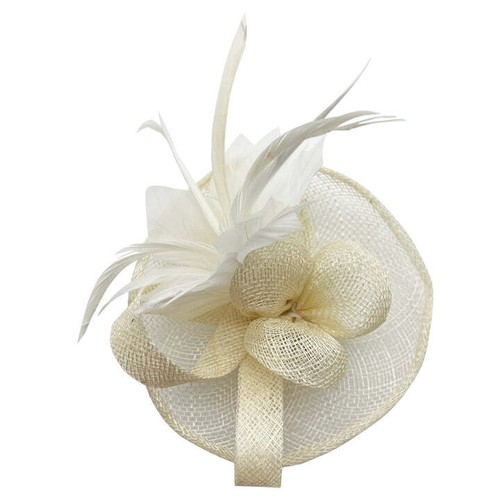 Small sinamay disc fascinator - sinamay,