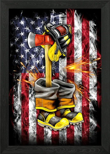 Firefighter gear american flag - firefighter,