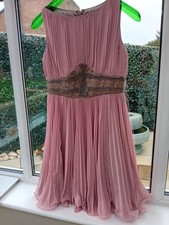 Pearl Lowe Peacocks Vintage Embellished Pink  Dress Fluted Hem UK 12  