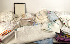 Bundle of Vintage Fabrics Embroidered Misc Textiles Linens Job Lot 8 kg