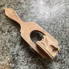 ANTIQUE TREEN CARVED BUTTER ROLLER PASTRY STAMP MOULD Acorn Thistle Leaves 