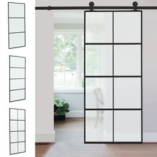 Sliding Barn Glass Door Set Room Divider Single Interior Door Track Hardware Kit