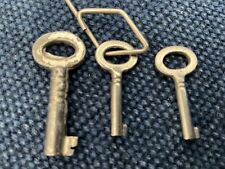 3 Vintage / Antique Barrel Keys - Two With Hollow Barrels FREEPOST