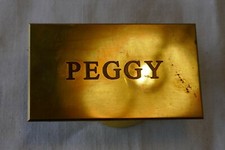 Brass Stable Name Plates "Peggy" Tack Room Kennel Door Box