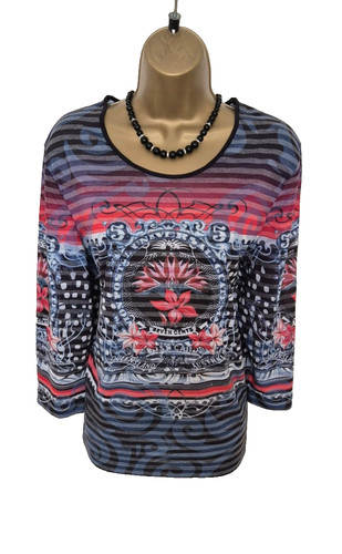 Striped flora shirt top by - top,