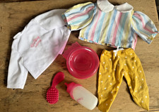 Original Tiny Tears Top, Bottle, Potty, Brush, Striped Top & Leggings SEE DESCR