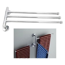 Swivel Towel Bar Rack  Rotation Hanger 3 Swing Arms Rail for Toilet